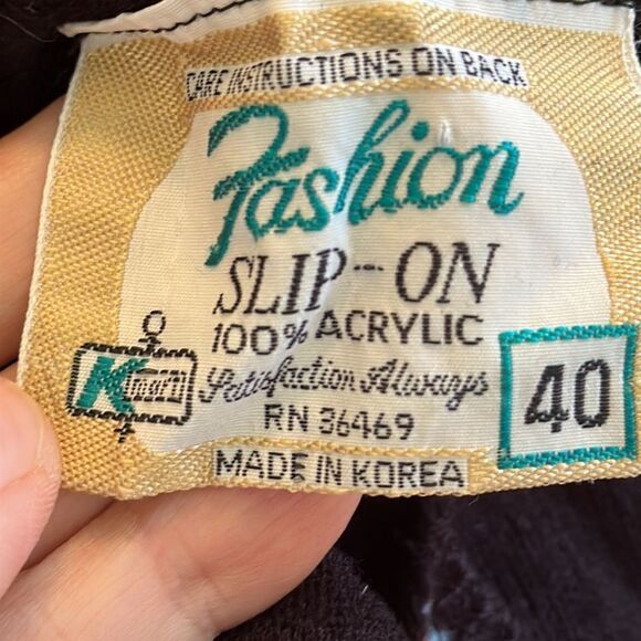 Vintage 70s Kmart striped black, red, gray & tan cream acrylic sweater with hood - Picture 7 of 9